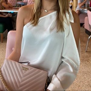 One sleeve white blouse